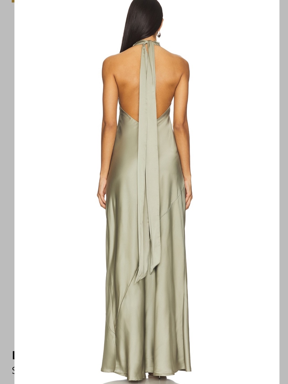 Show Me Your Mumu Lisa Maxi Halter Moss Green Luxe Satin - Picture 2 of 4